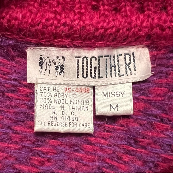 Vintage 80s Spiegel Together Knit Cardigan Chunky Short Sleeves Missy M Colorful - Picture 10 of 10